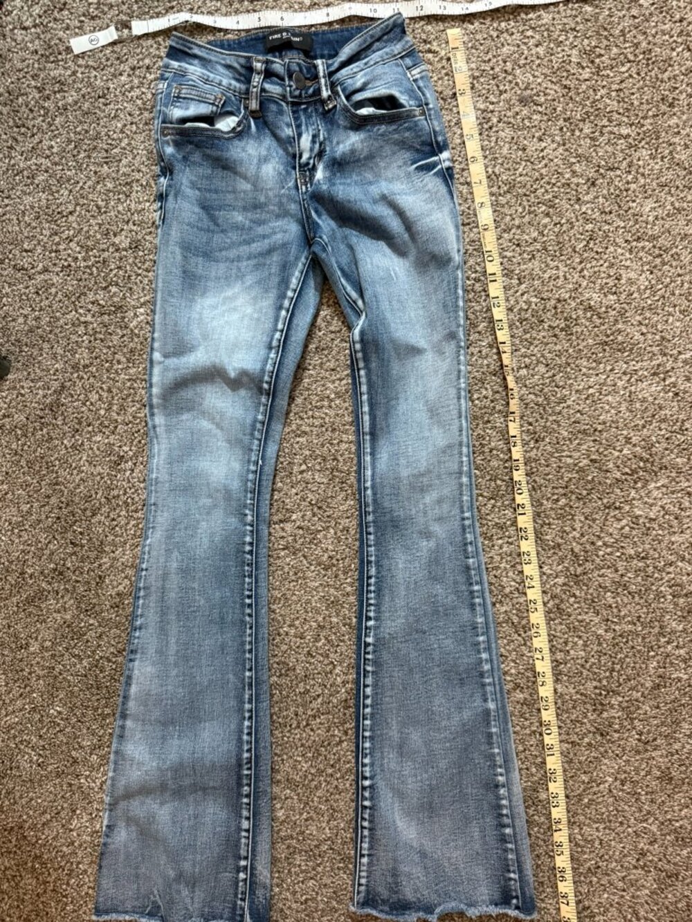 Fire & Rain Denim Acid Wash Flare Bell Bottom Jeans Womens Size 00 Stretch